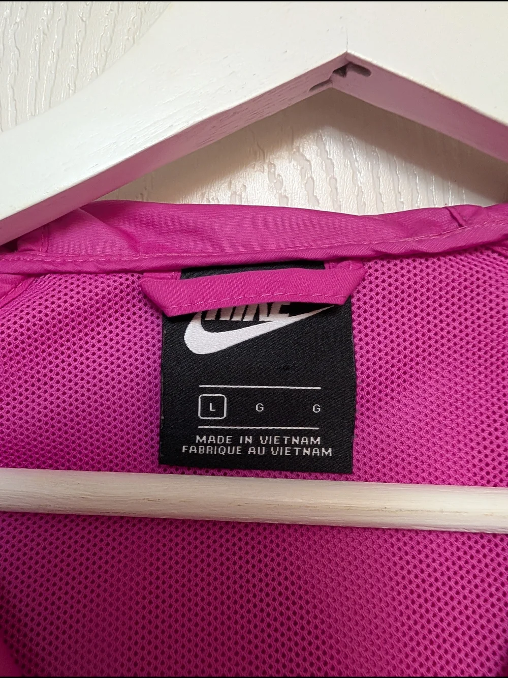 Nike Jacket Women's Pink and Blue Windbreaker Hooded Sportswear Athleisure Large